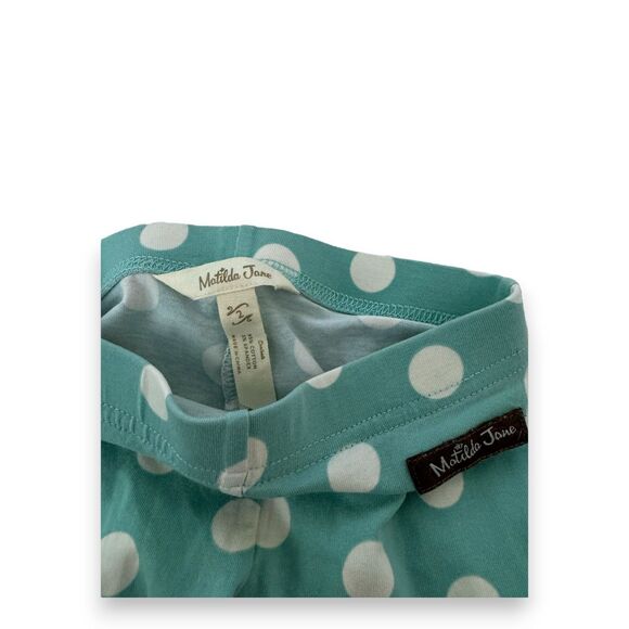 Matilda Jane Once Upon A Time Leggings Size 2 Green Polka Dots and Bows - Picture 4 of 4